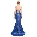 Starzz Sleeveless Blue Backless Ball Gown Sequins Formal Evening Dress ST000072-3